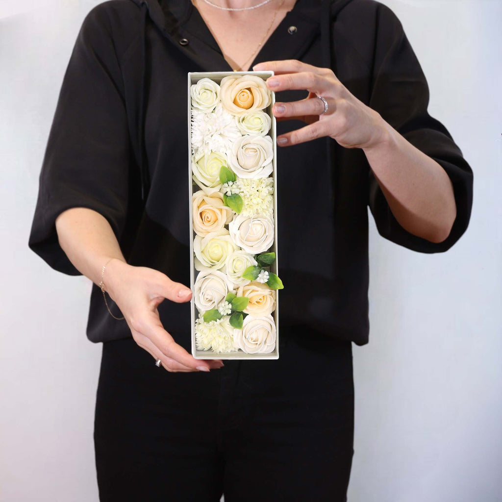 Pure Elegance — White & Ivory Soap Flower Box3