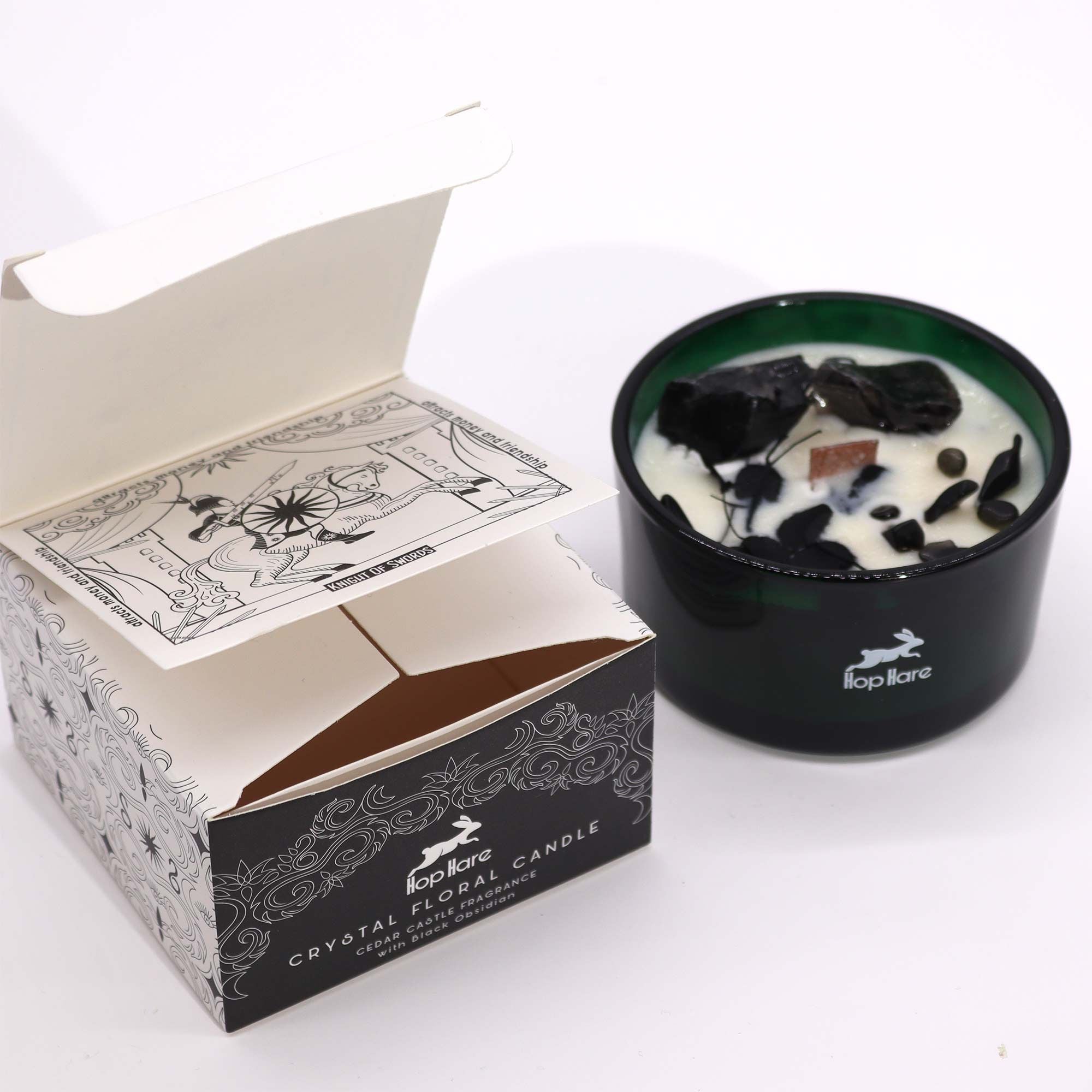 Crystal Magic Candle: Knight of Swords (Black Obsidian)