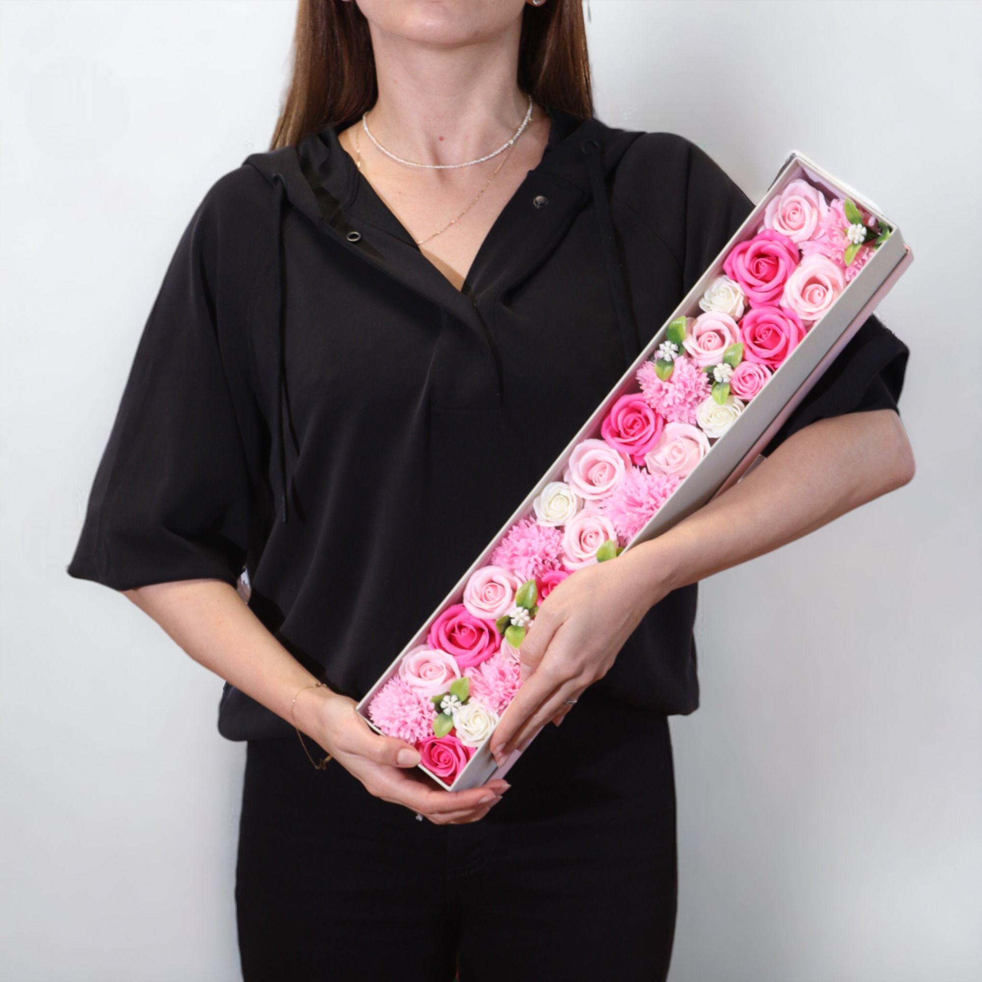 Gentle Touch — Pink & White Soap Flower Box2