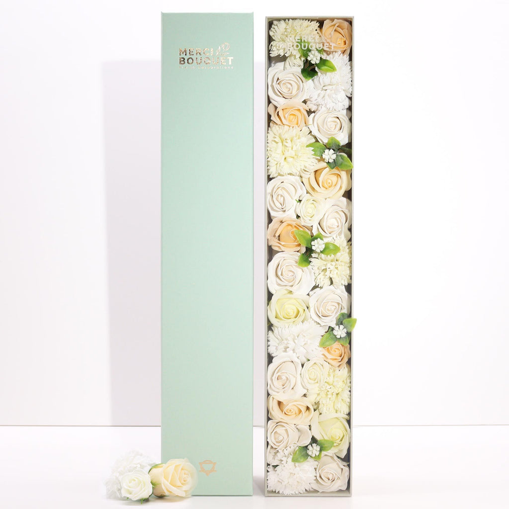 Pure Elegance — White & Ivory Soap Flower Box2