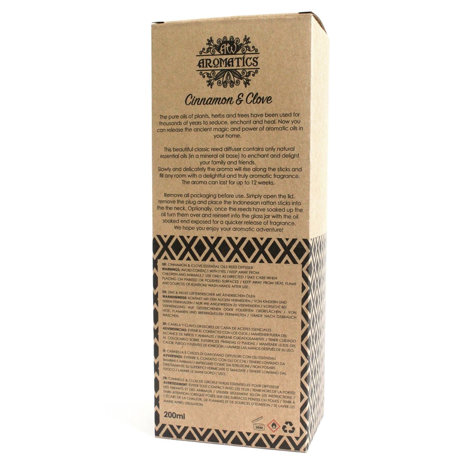 Luxury Reed Diffuser - Cinnamon & Clove (200ml)