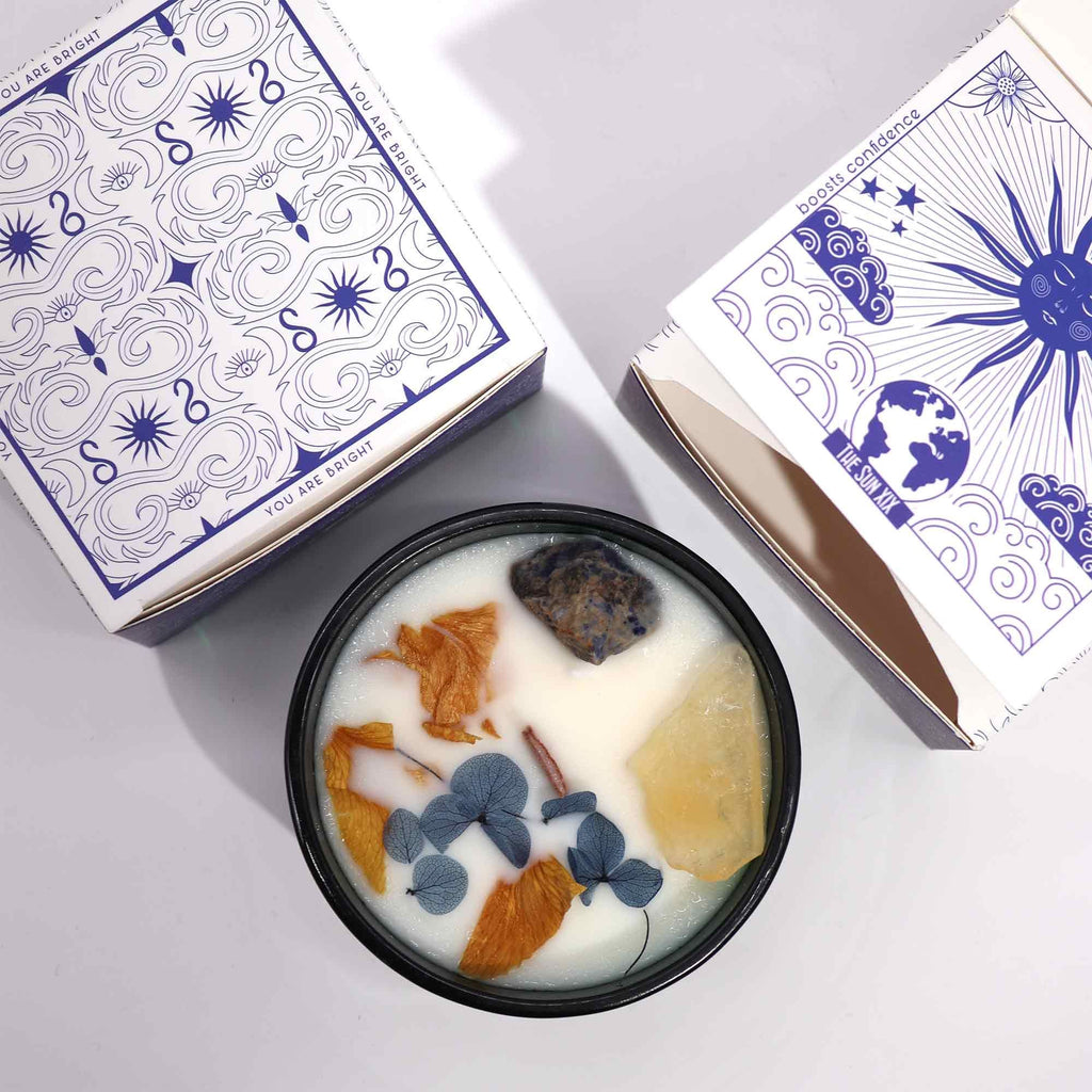 Crystal Magic Candle: The Sun (Sodalite)