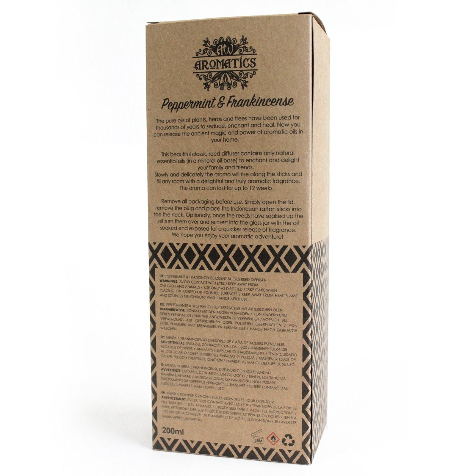 Luxury Reed Diffuser - Peppermint & Frankincense (200ml)