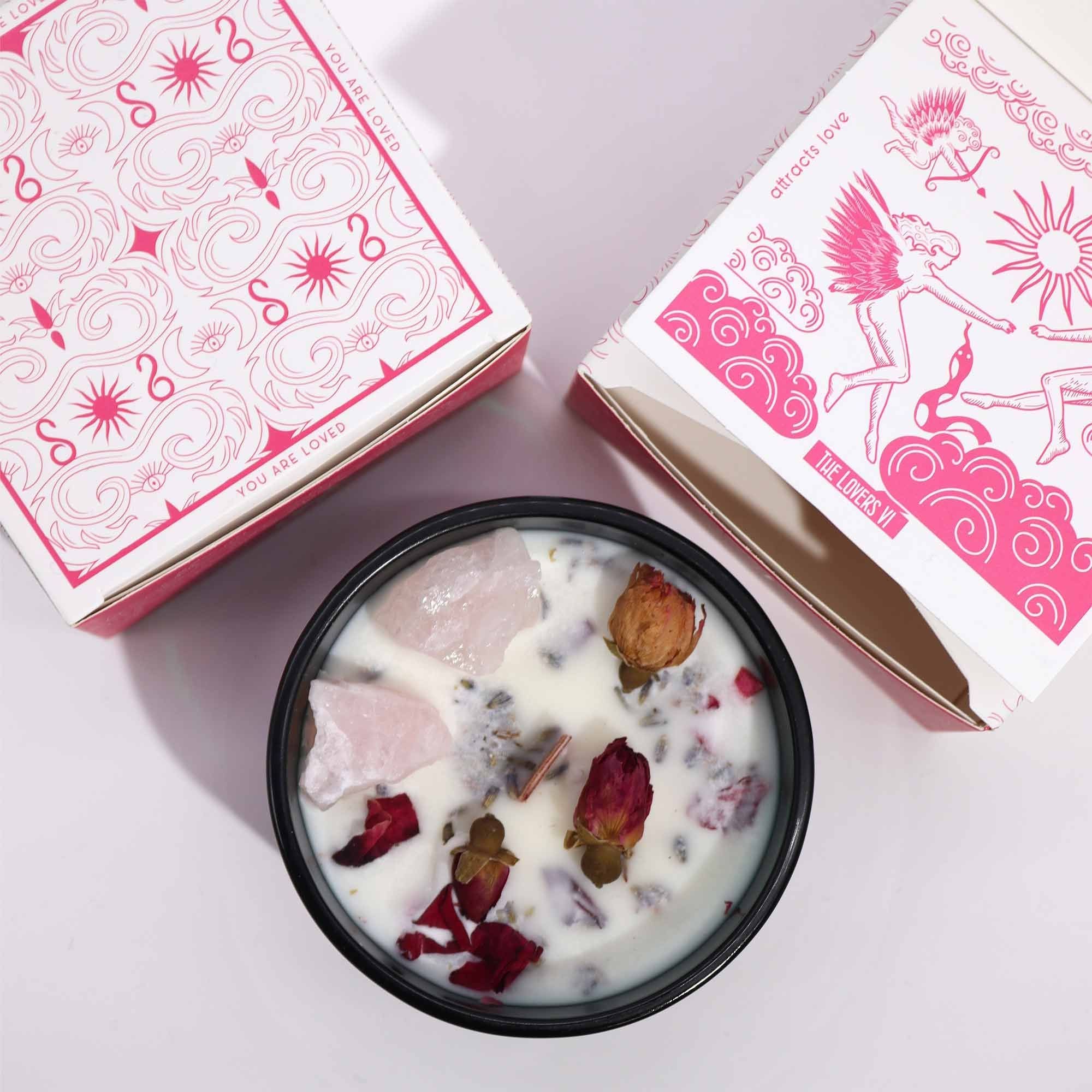 Crystal Magic Candle: The Lovers (Rose Quartz)