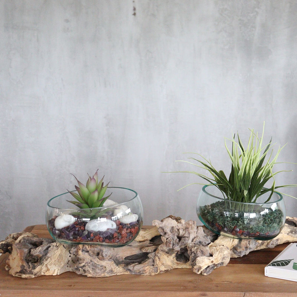 Molten Glass Sculpture: XL Double Bowl Statement Piece (70cm)